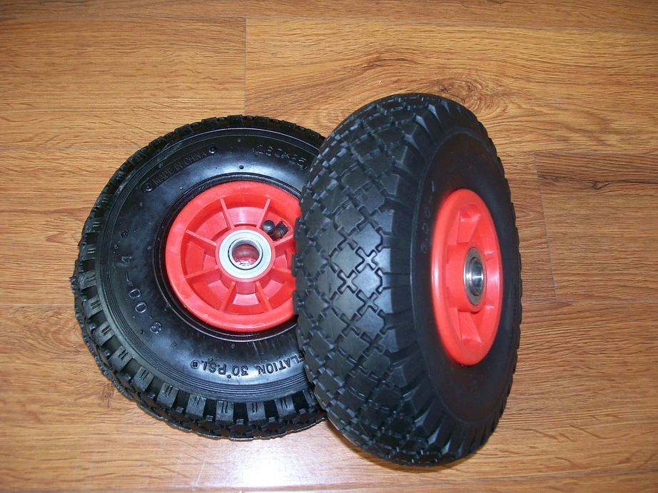 Big Square Tread Pattern Metal Rim Inflatable Pneumatic Rubber Wheel for Tool Cart (3.00-4)