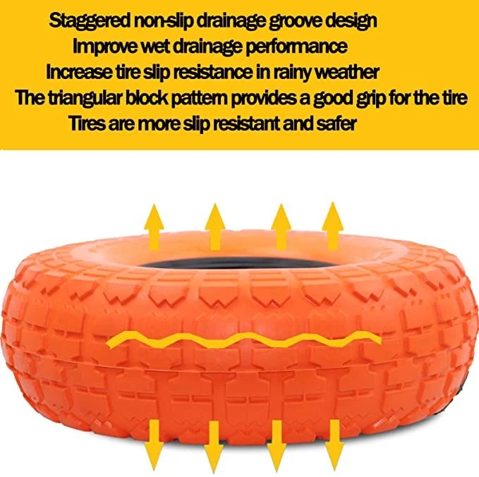 300-4 Solid Puncture Proof Flat Free Wheel PU Polyurethane Foam Tire
