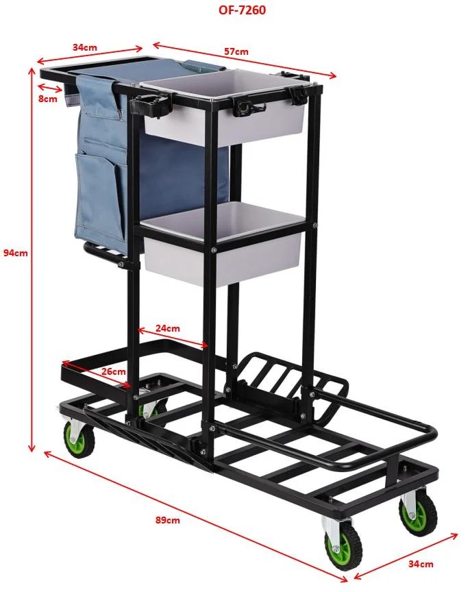 Hardware Cleaning Trolley Metal Janitor Cart Universal Wheel Multi-Functional Steel