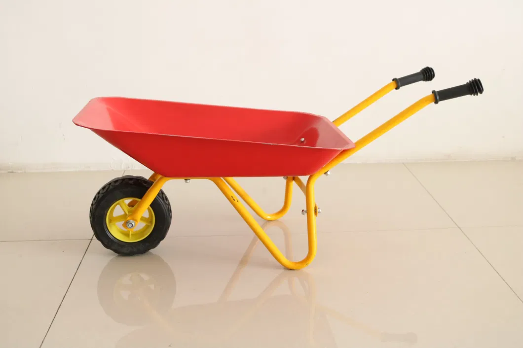 Kids Metal Rubber Wheel Wheelbarrow