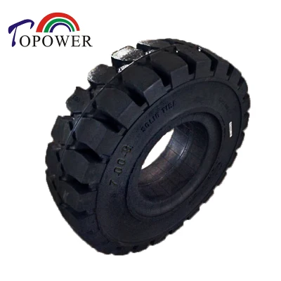  7.00-9 Puncture-Free Rueda de caucho natural de alta capacidad de carga de neumáticos sólidos