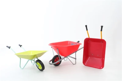 Barrow de ruedas para niños de colores con rueda de caucho, barra de mango de madera