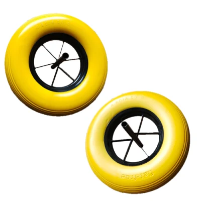 Amarillo Cortadora de Césped de OEM de neumáticos de caucho sólido de la rueda de carretilla de mano de la rueda de carro de neumáticos