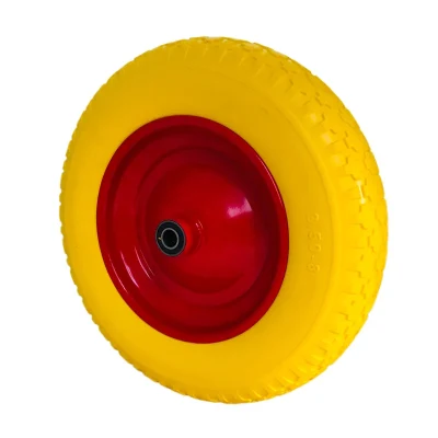 Rueda de la carretilla Anti-pinchazo espuma de poliuretano sólida de caucho con eje 4,80/4.00-8 Rueda de repuesto de carro de 390mm 200 Kg