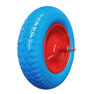  350-8 PU neumático de espuma llanta de metal 14 pulgadas ruedas de barra de ruedas Rueda de carritos de jardín