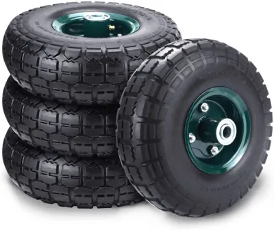  3.50-4/4,10 neumático y rueda de poliuretano sólida con cojinetes de rueda 5/8, 10 pulgadas plano libre para no deslizamiento, neumático de reemplazo para Wheelbarrow