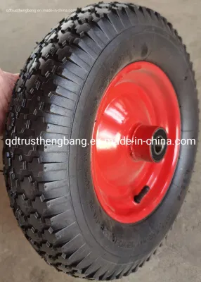  Rueda de caucho rueda neumática con llanta de acero para carretillas, carros de mano, carros de herramientas