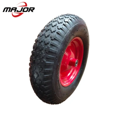  4.00-8 rueda neumática de caucho de neumáticos carretilla de mano de goma de neumático aro de metal de la rueda con rueda neumática