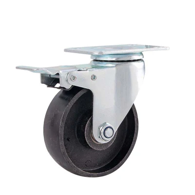 130kg de carga de 2,5 pulg a 5 pulgadas de todo el carro de hierro Barrow rueda pivotante