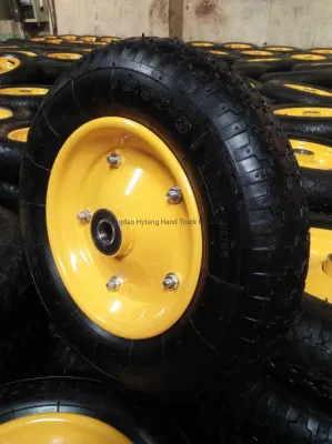  Rueda de caucho 3.50-8 para cojinete grande de borde de metal con pernos de barra de ruedas 6204zz