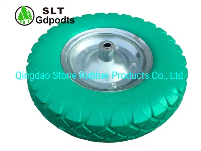  400x100mm plano 4.00-8 espumas de poliuretano libre de la rueda con llanta de acero galvanizado para carretilla