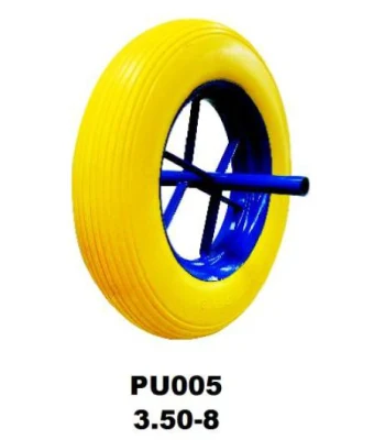  Rueda amarilla de calidad estable PU005 para Wheelbarrow (Mercado de Sudáfrica / Rusia)
