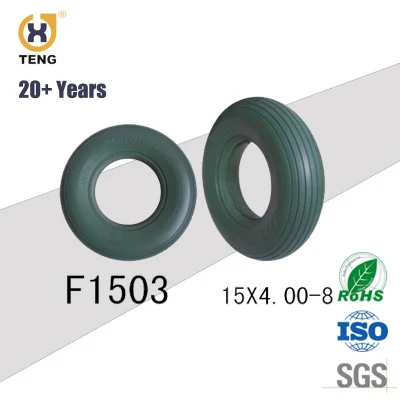  4.10/3.50-4 PU Carretilla Rueda maciza