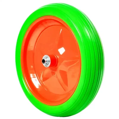  Rueda de la carretilla Anti-pinchazo espuma de poliuretano sólida de caucho con eje 4,80/4.00-8 Rueda de repuesto de carro de 390mm 200 Kg