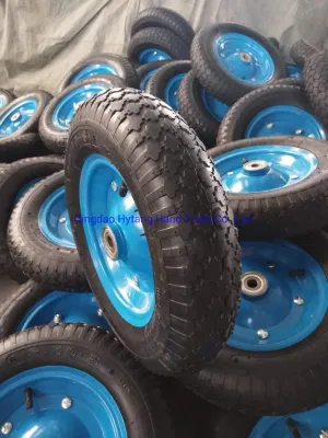 Rueda de caucho 3.50-8 para cojinete grande de borde de metal con pernos de barra de ruedas 6204zz
