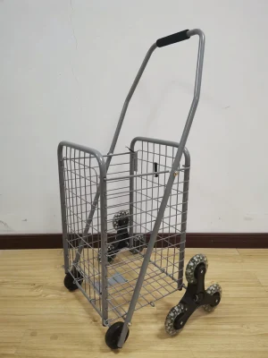  China Supermarket Metal durable plegado Stair Carro de Escalada Foldable Compras Carros