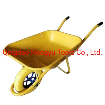  Modelo de Francia carretilla de mano con el amarillo de los neumáticos de espuma de poliuretano Puncture-Proof Carretilla