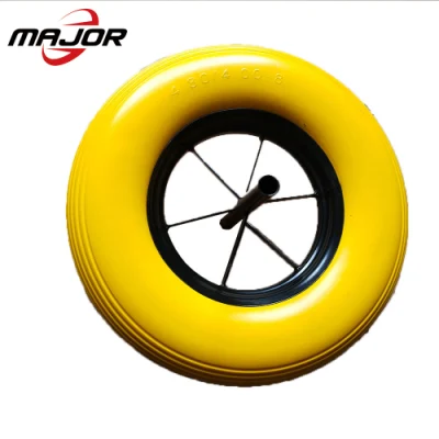 Amarillo Cortadora de Césped de OEM de neumáticos de caucho sólido de la rueda de carretilla de mano de la rueda de carro de neumáticos