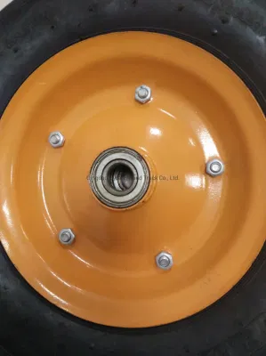Rueda de caucho 3.50-8 para cojinete grande de borde de metal con pernos de barra de ruedas 6204zz