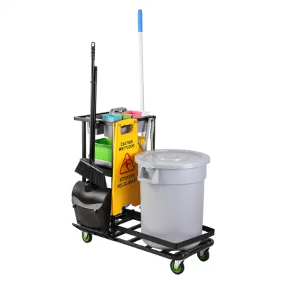  Carrito de limpieza de hardware de conserje de Metal Cesta de la rueda de acero Universal multifunción