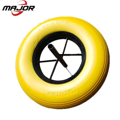 Amarillo Cortadora de Césped de OEM de neumáticos de caucho sólido de la rueda de carretilla de mano de la rueda de carro de neumáticos