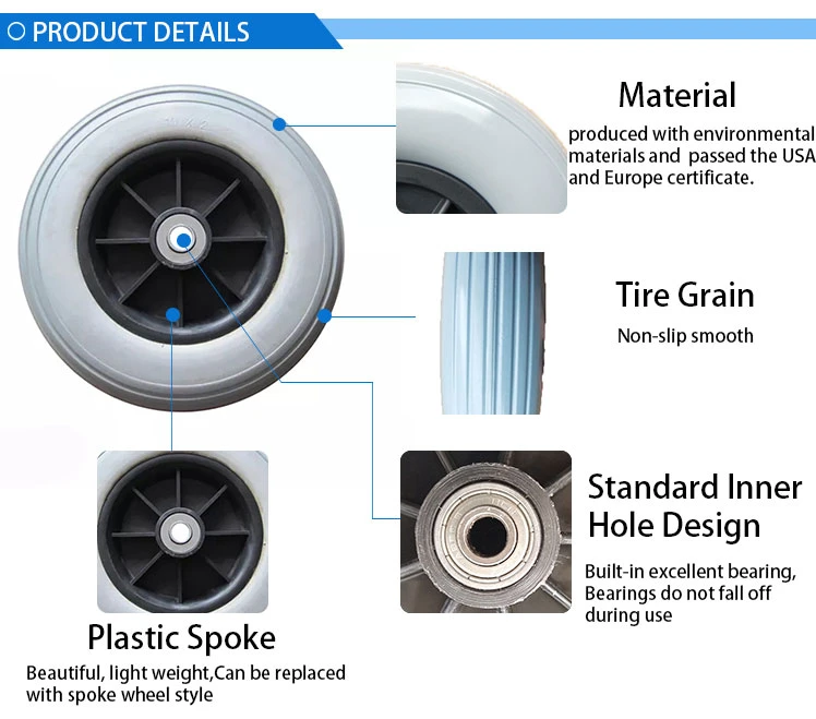 Small Nylon or PP Plastic Rim PU Foam Tire Wheel with Bearing Hand Trolley/Garden Trailer/Wheelbarrow Wheel