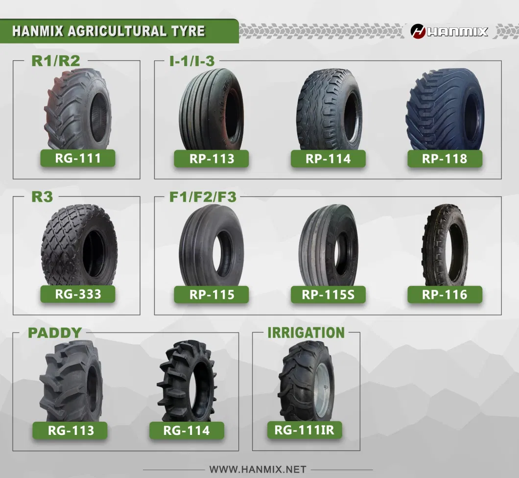 Hanmix Agr Industrial Farm Paddy Feald Rice Transplante Irrigation Wheels Solid Rubber Tractor Harvester 8.3-20/24 9.5-24 11.2-24 Agricultural Tires Tyres