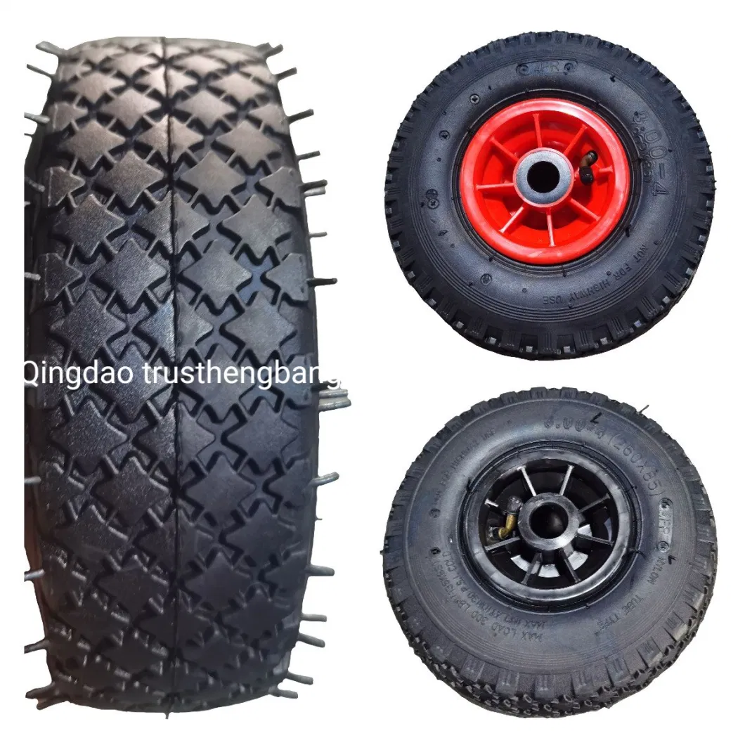 10 Inch 3.00-4 Wagon Wheel Pneumatic Rubber Trolley Tire for Sack Truck
