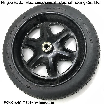15&quot; Flat Free Rubber Foam Tire Iron Rim Wheel/Lawn Mower Wheel