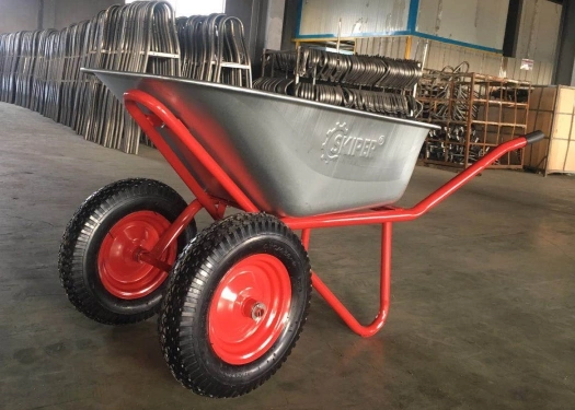 Double Wheel Wb5009m Russia Beralus Market Wheelbarrow for Construction with Galvanized Tray