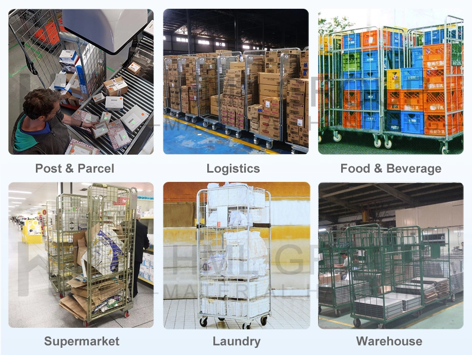 Customized Galvanized Welded Steel Nesting Foldable Storage Warehouse Logistic Trolley