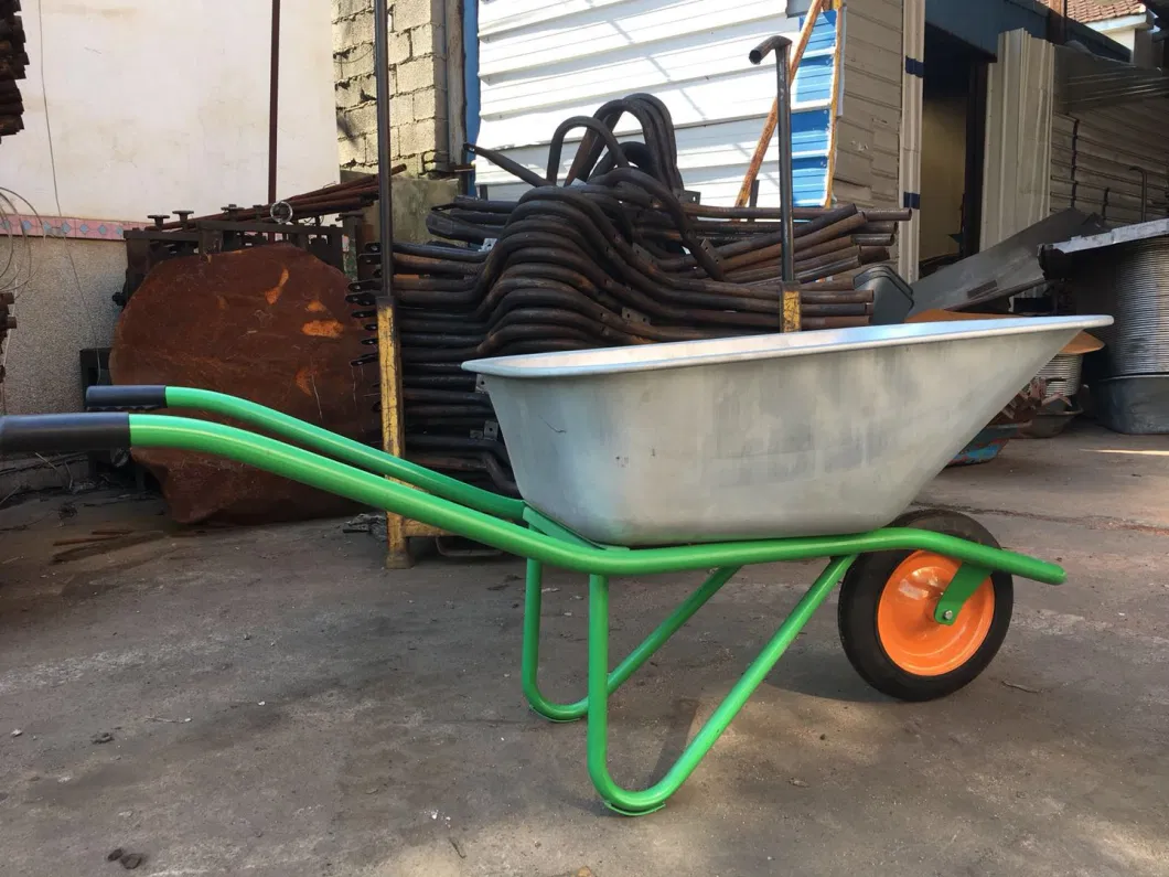 Double Wheel Wb5009m Russia Beralus Market Wheelbarrow for Construction with Galvanized Tray