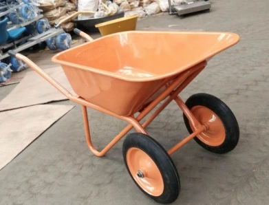 Double Wheel Wb5009m Russia Beralus Market Wheelbarrow for Construction with Galvanized Tray