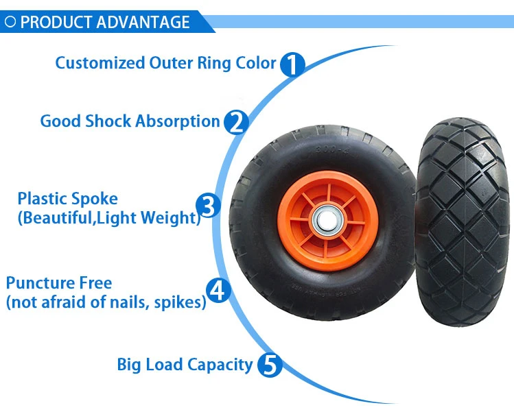 Solid PU Foamed Wheels 3.25-8 Wheels Polyurethane Tire 4.80/4.00-8 Wheelbarrow Wheels with High Quality