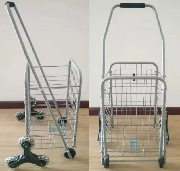 China Supermarket Metal Durable Folding Stair Climbing Cart Foldable Shopping Trolleys