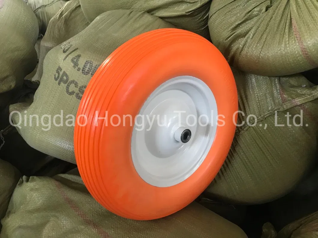 Heavy Duty Solid Rubber Polyurethane Foaming Flat Free PU Foam Wheelbarrow Wheel