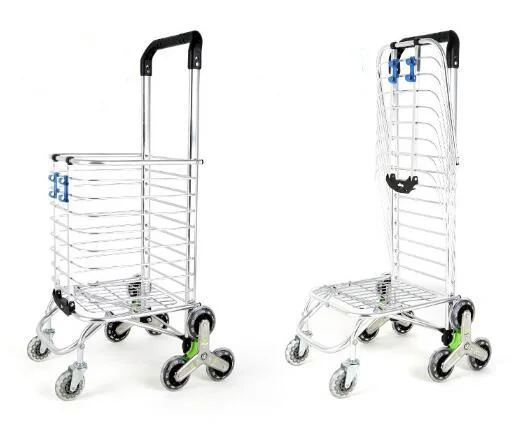 Wheeled Supermarket Trolley Alum Shopping Cart Trolley Climbing Stair Folding Cart Bag Shopping Trolley