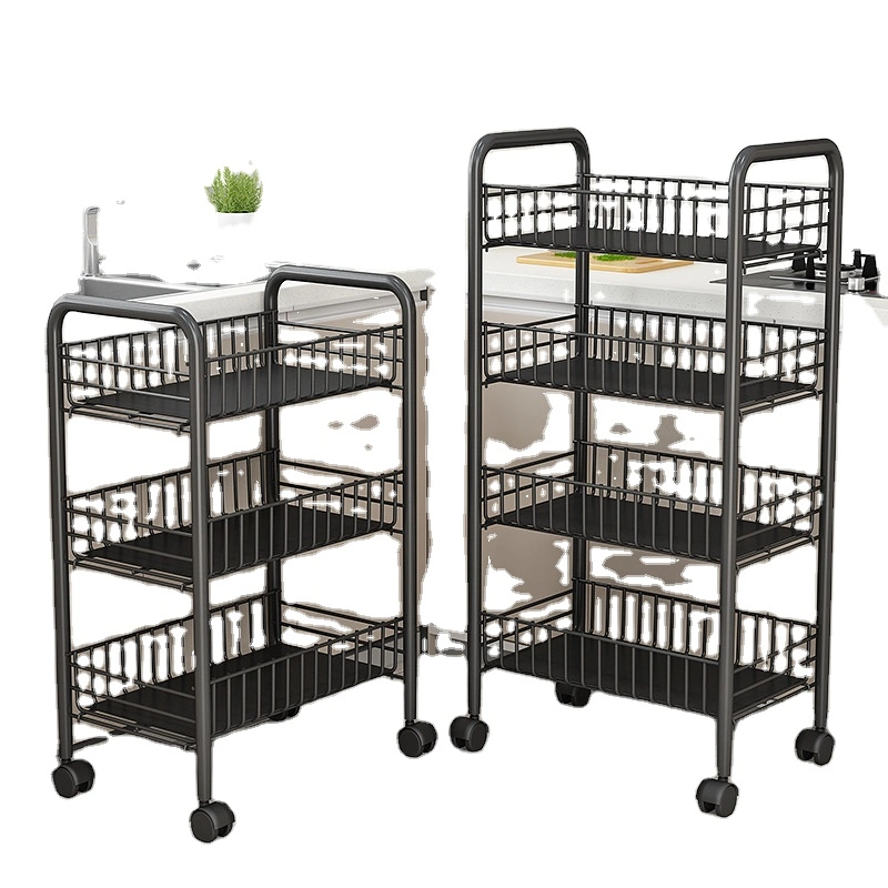 Trolley Folding Serving Food Espresso Dimension Dining Kitcehn Wood Wooden Cheap There Are Three Levels of Storage Kitchen Cart