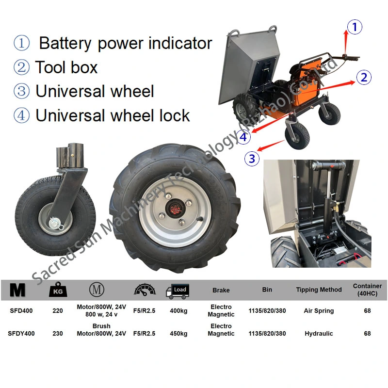 Electric Truck Mini Dumper Power Wheelbarrow Garden Loader