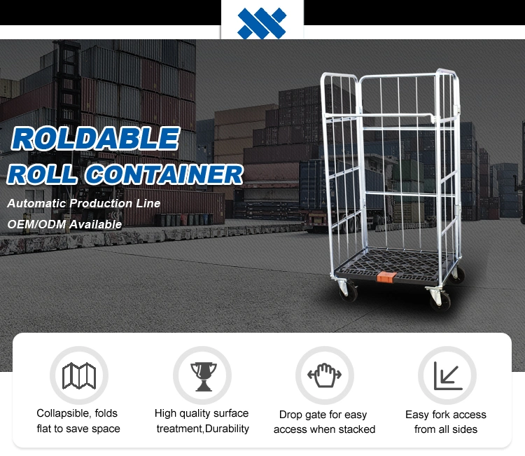 Logistics Industrial Laundry Folding Warehouse Container Cage Roll Containers Trolley