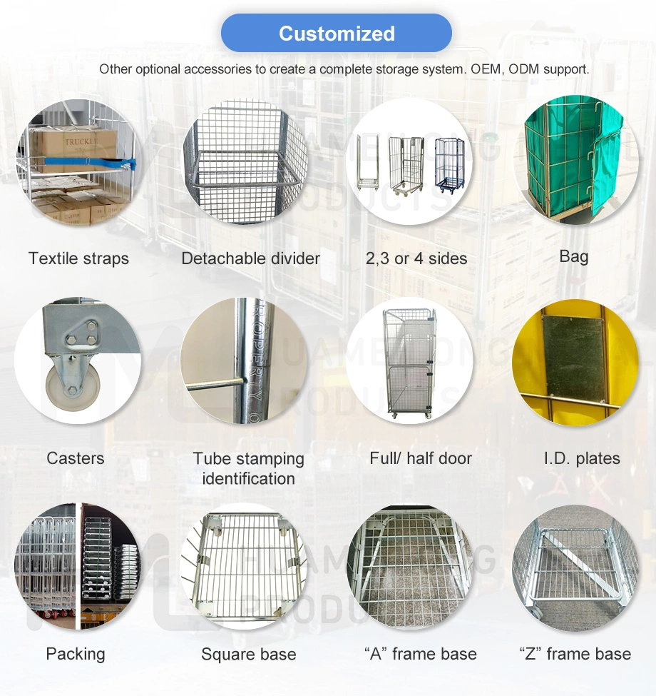 Customized Galvanized Welded Steel Nesting Foldable Storage Warehouse Logistic Trolley