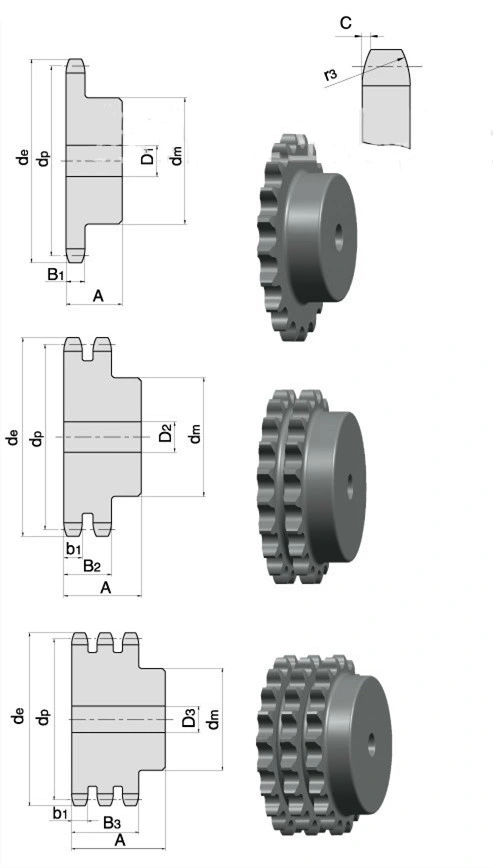 Short Pitch Precision Transmission Conveyor Belt Parts Gearbox Roller Chains Bush Chain Sprocket Wheel for Agricultural Machinery