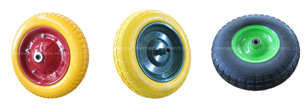 3.00-8 3.25-8 4.00-8 Color Solid PU Polyurethane Puncture Resistant Flat PU Foam Wheel Wheelbarrow Wheels