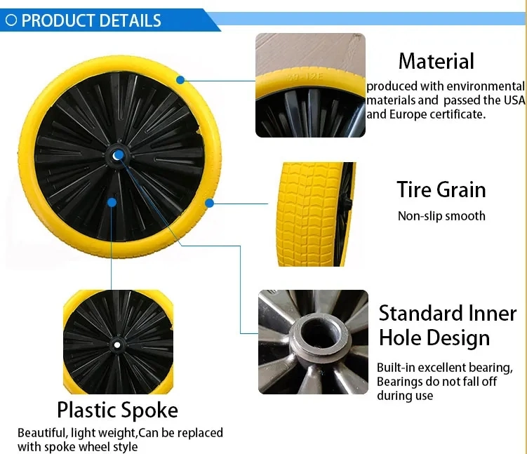 Factory Manufacture 4.00-10 4.80/4.00-8 Polyurethane PU Foam Wheel for Wheelbarrow