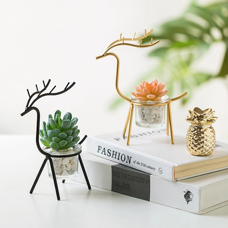 Plant Stand Iron Flower Pot or Candle Holder Potted Stand Indoor Reindeer Vibrant Decor Black