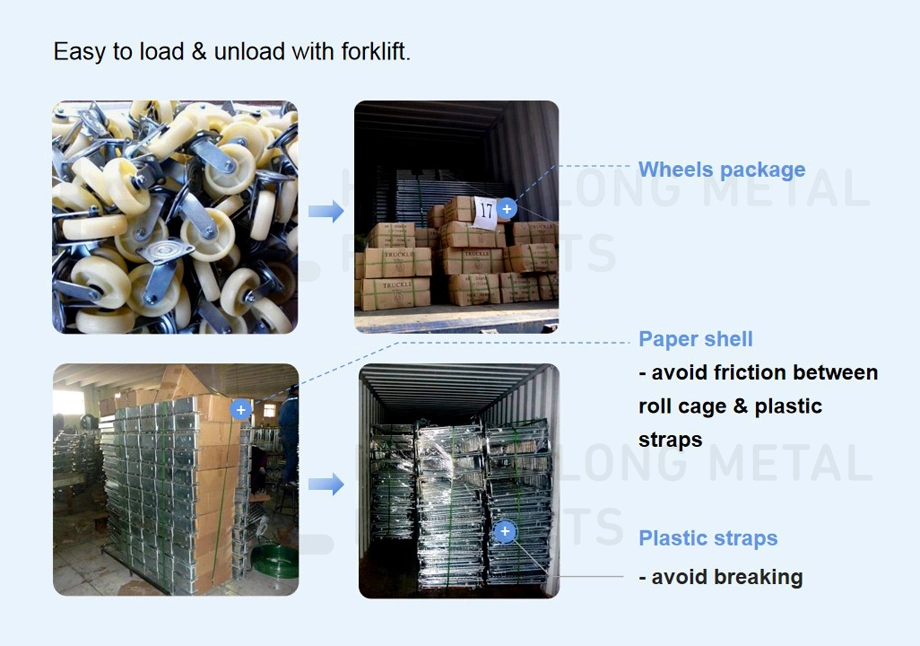 Customized Galvanized Welded Steel Nesting Foldable Storage Warehouse Logistic Trolley