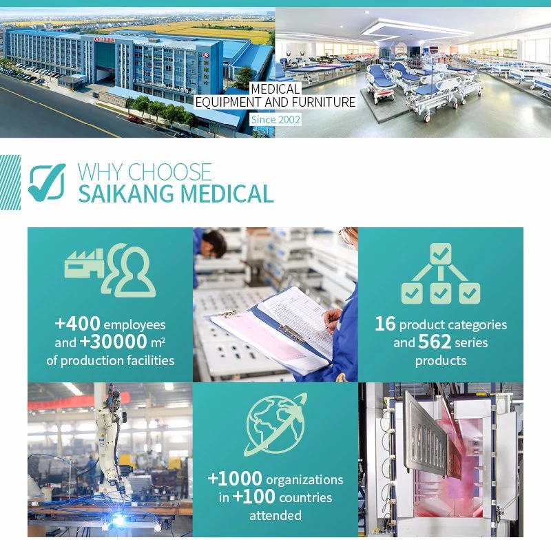 Skb041-1 Saikang Factory Wholesale Foldable Clinic Hospital Emergency Ambulance Patient Transport Stretcher Trolley