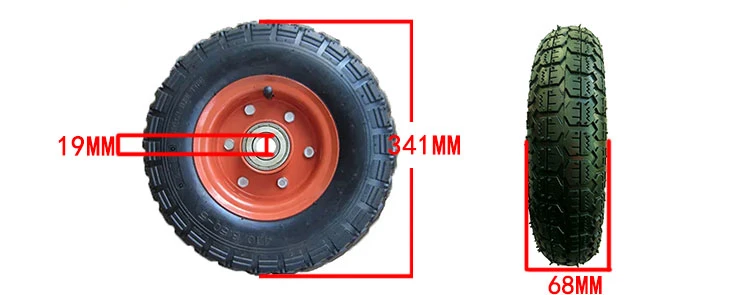 11X3.50-5 Sack Truck Barrow Tire Pneumatic Rubber Inflatable Trolley Wheel for Garden Carts