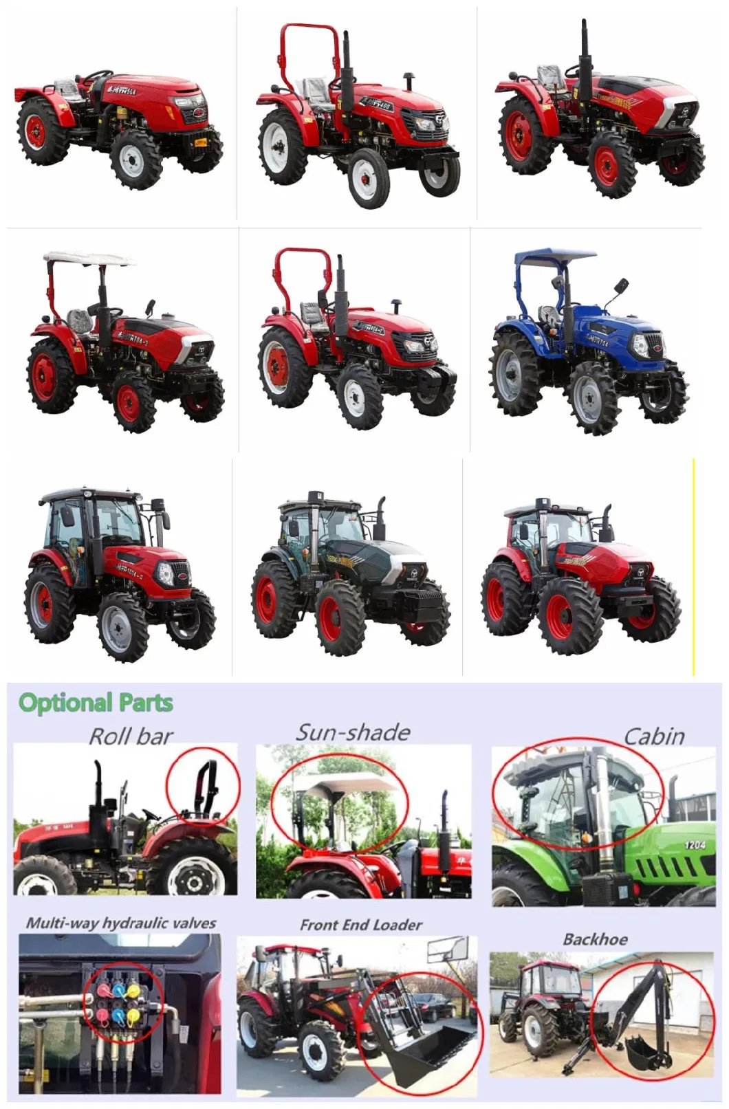 China Factory Supply 100HP 4WD Wheel Walking Big Tyre Agricultural Machinery Farm Tractors