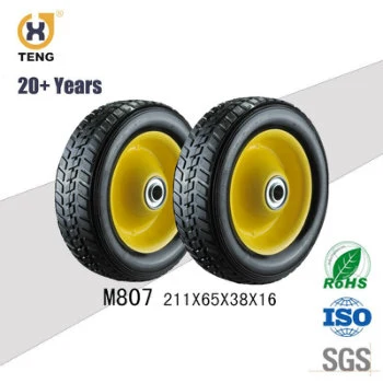 8 Inch Yellow Rim PU Foam Lawn Mower Wheel